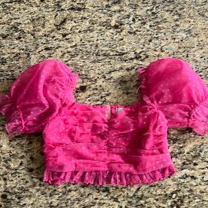 Stella Laguna Beach Cropped Tulle Ruffle Top- size Small NWT